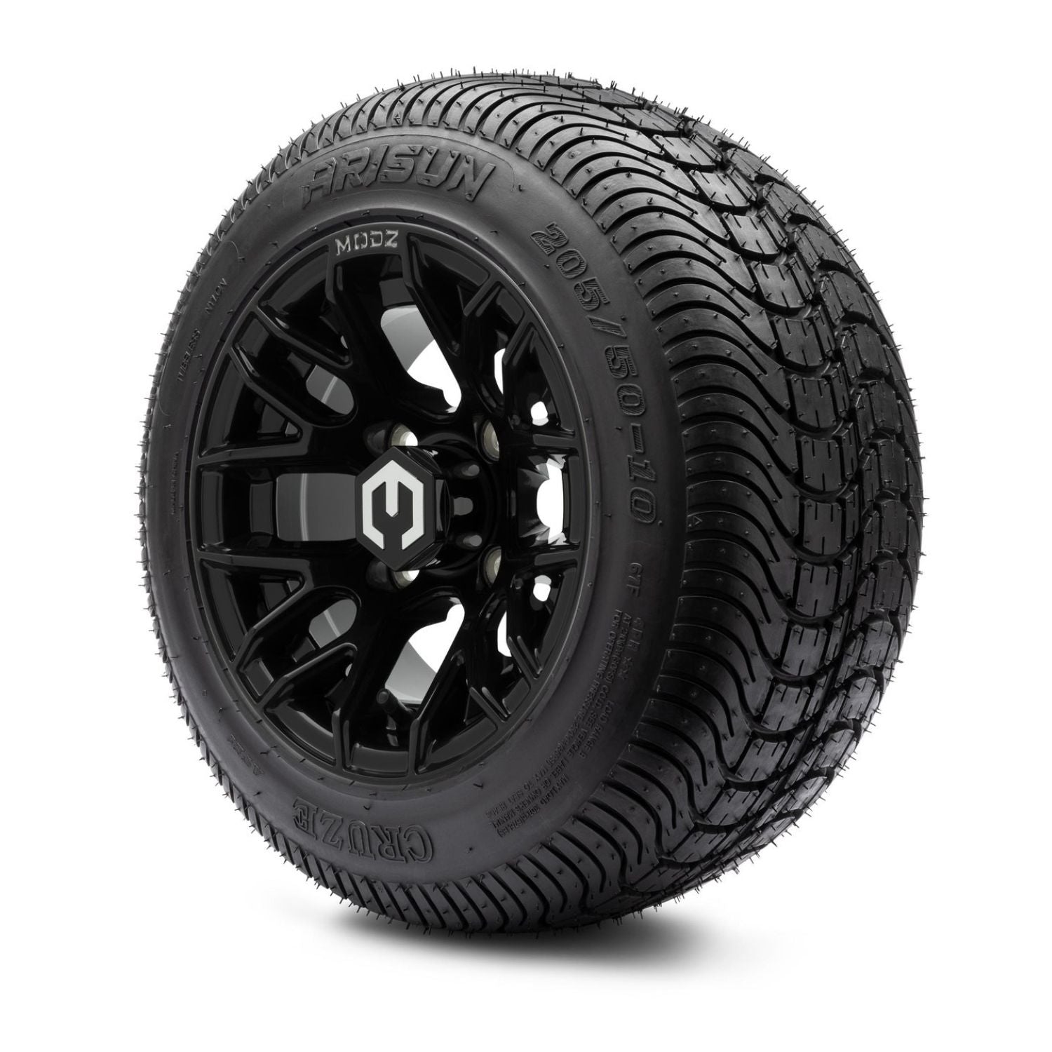 MODZ® 10" Matrix Glossy Black Wheels & Street Tires Combo