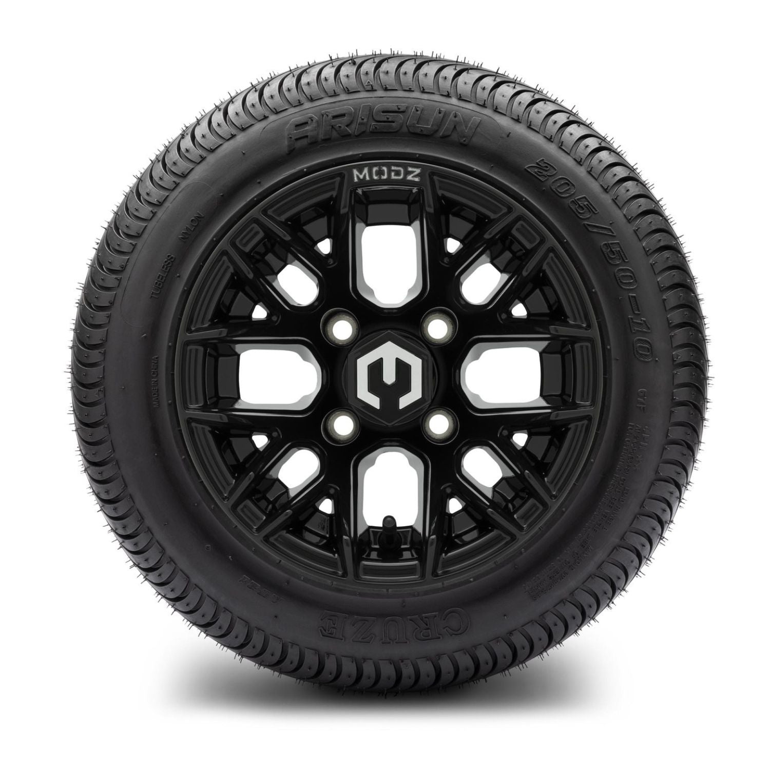 MODZ® 10" Matrix Glossy Black Wheels & Street Tires Combo