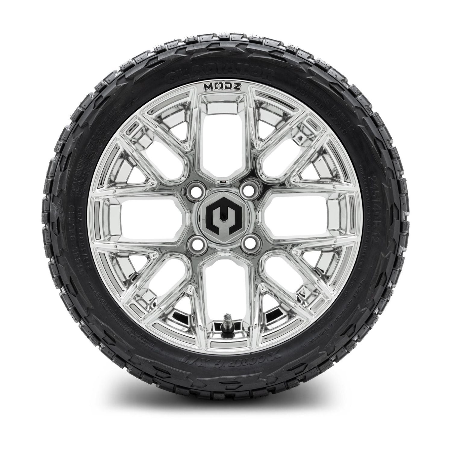 MODZ® 12" Matrix Chrome Wheels & Off-Road Tires Combo (Xcomp Gladiator Radial 215/40R-12)