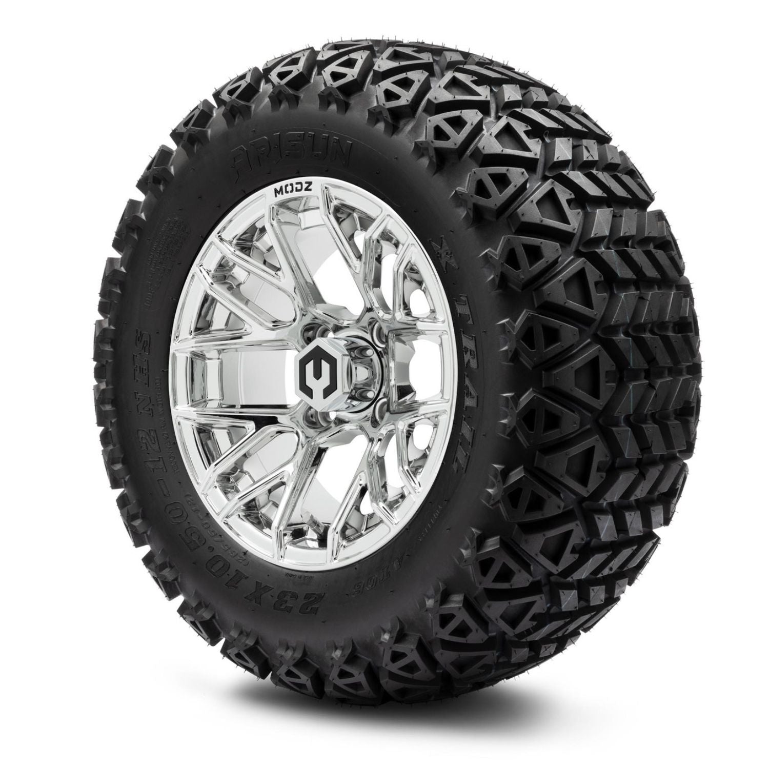 MODZ® 12" Matrix Chrome Wheels & Off-Road Tires Combo (Arisun X-Trail All-Terrain 23x10.50-12)