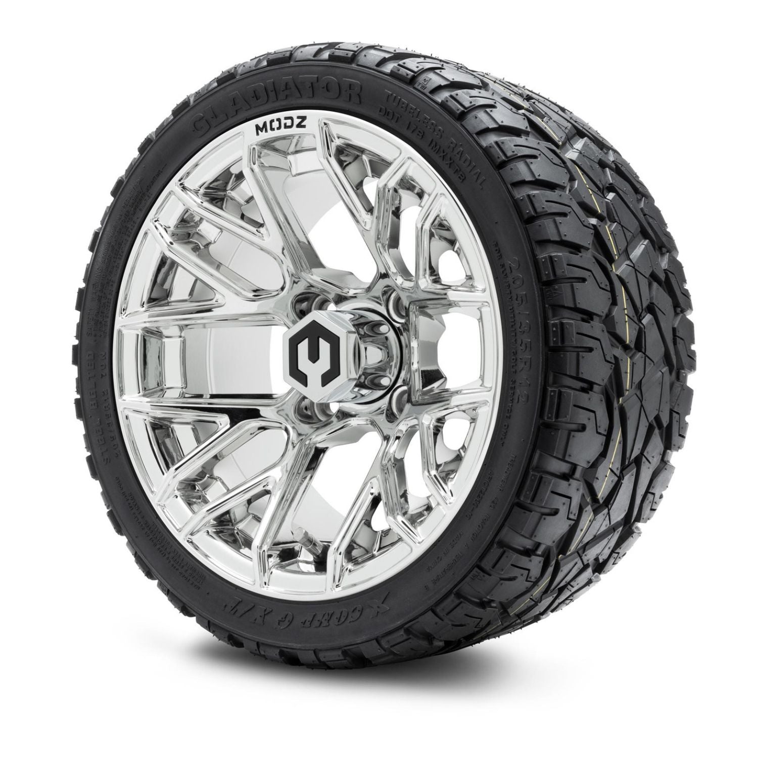 MODZ® 12" Matrix Chrome Wheels & Off-Road Tires Combo (Xcomp Gladiator Radial 205/35R-12)