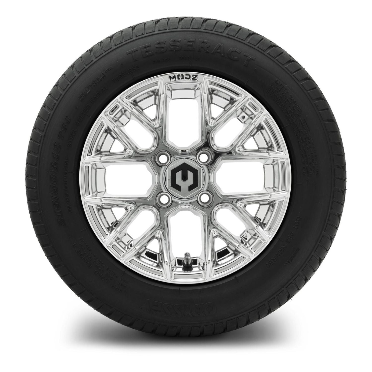 MODZ® 12" Matrix Chrome Wheels & Street Tires Combo (Odyssey Tesseract Steel-Belted Radial 215/50-R12)