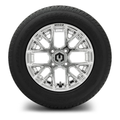 MODZ® 12" Matrix Chrome Wheels & Street Tires Combo (Odyssey Tesseract Steel-Belted Radial 215/50-R12)