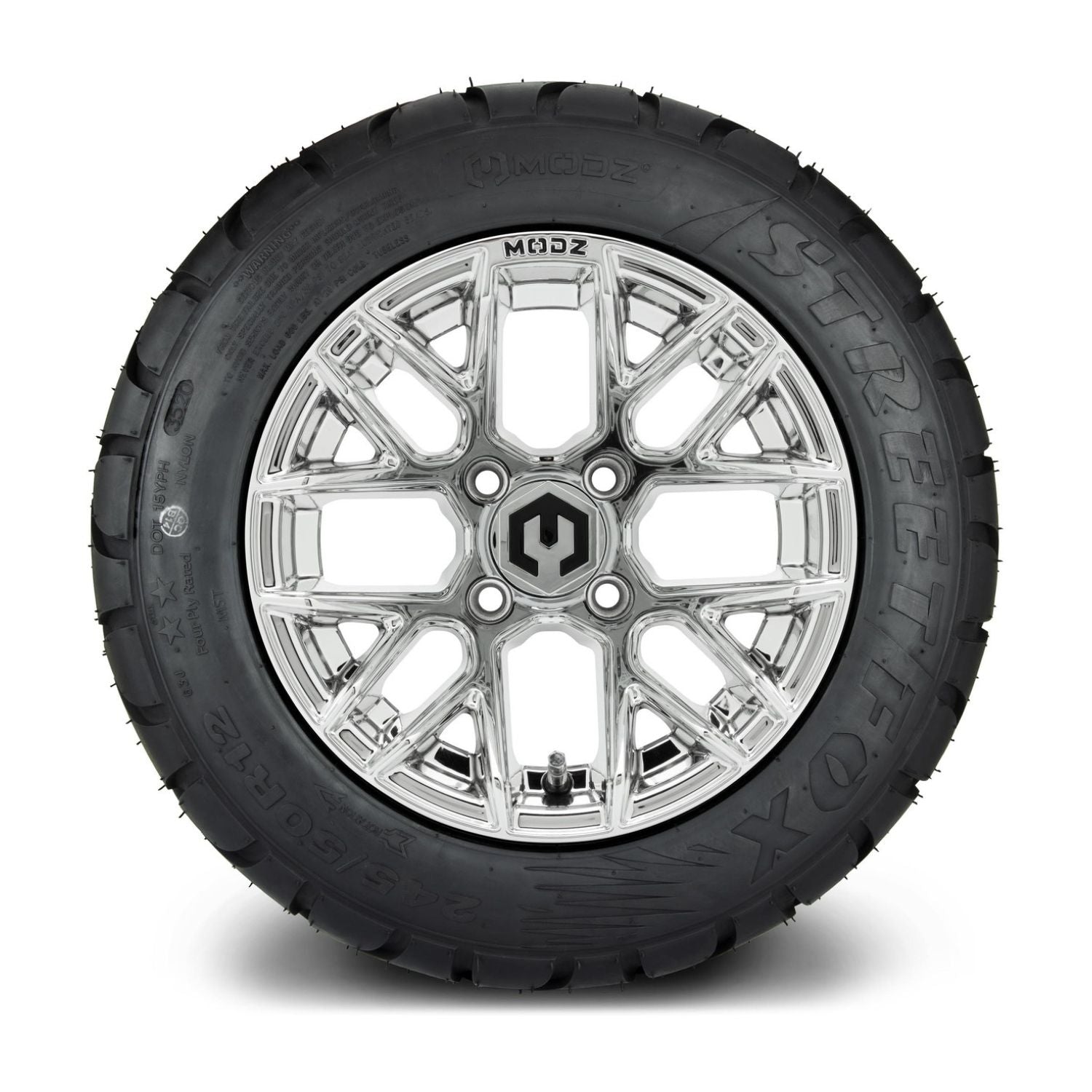 MODZ® 12" Matrix Chrome Wheels & Street Tires Combo (MODZ Street Fox Radial 245/50-12)