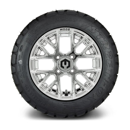 MODZ® 12" Matrix Chrome Wheels & Street Tires Combo (MODZ Street Fox Radial 245/50-12)