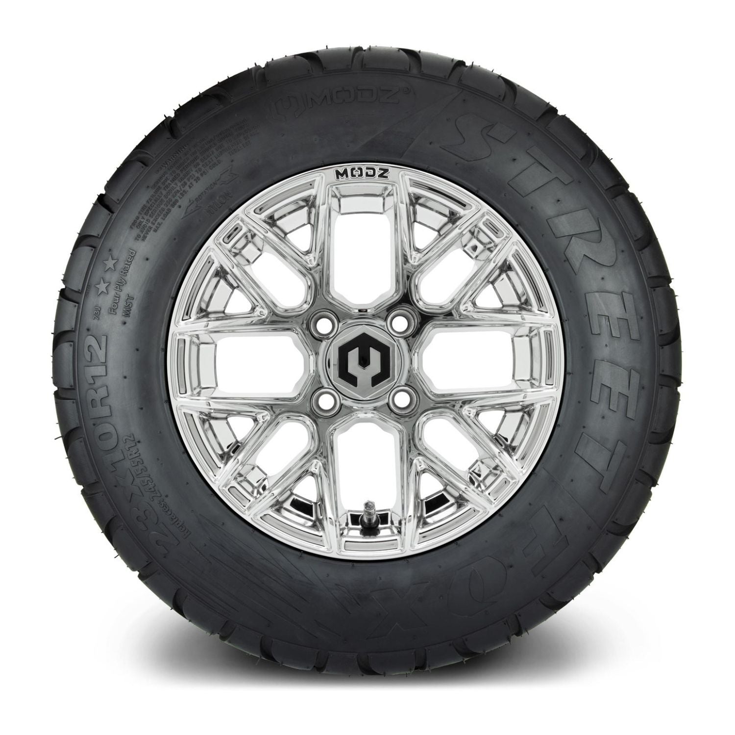 MODZ® 12" Matrix Chrome Wheels & Street Tires Combo (MODZ Street Fox Radial 23x10-12)