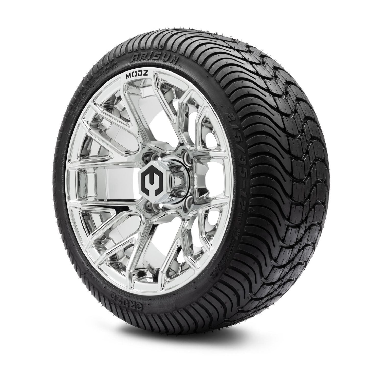 MODZ® 12" Matrix Chrome Wheels & Street Tires Combo (Arisun Cruze 215/35-12)