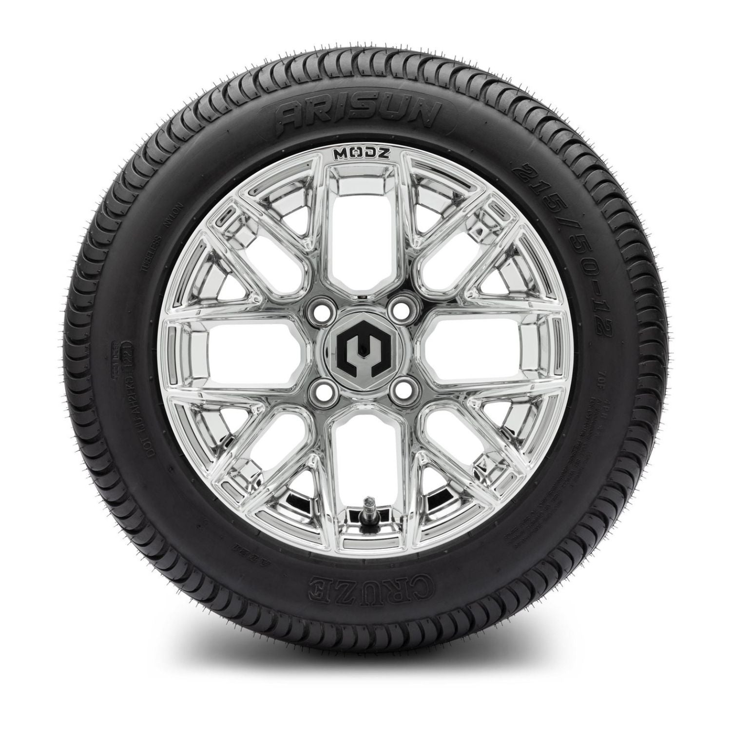 MODZ® 12" Matrix Chrome Wheels & Street Tires Combo (Arisun Cruze 215/50-12)