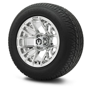 MODZ® 12" Matrix Chrome Wheels & Street Tires Combo (Odyssey Tesseract Steel-Belted Radial 215/50-R12)