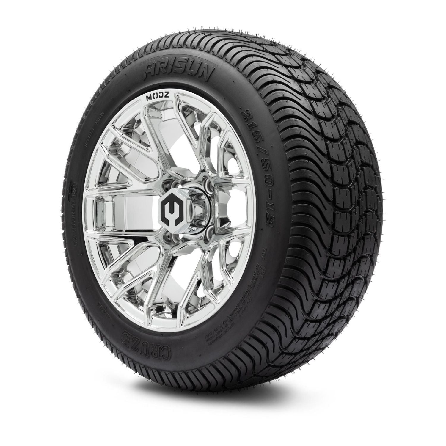 MODZ® 12" Matrix Chrome Wheels & Street Tires Combo (Arisun Cruze 215/50-12)