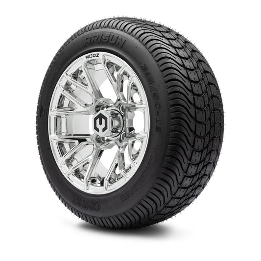 MODZ® 12" Matrix Chrome Wheels & Street Tires Combo (Arisun Cruze 215/50-12)