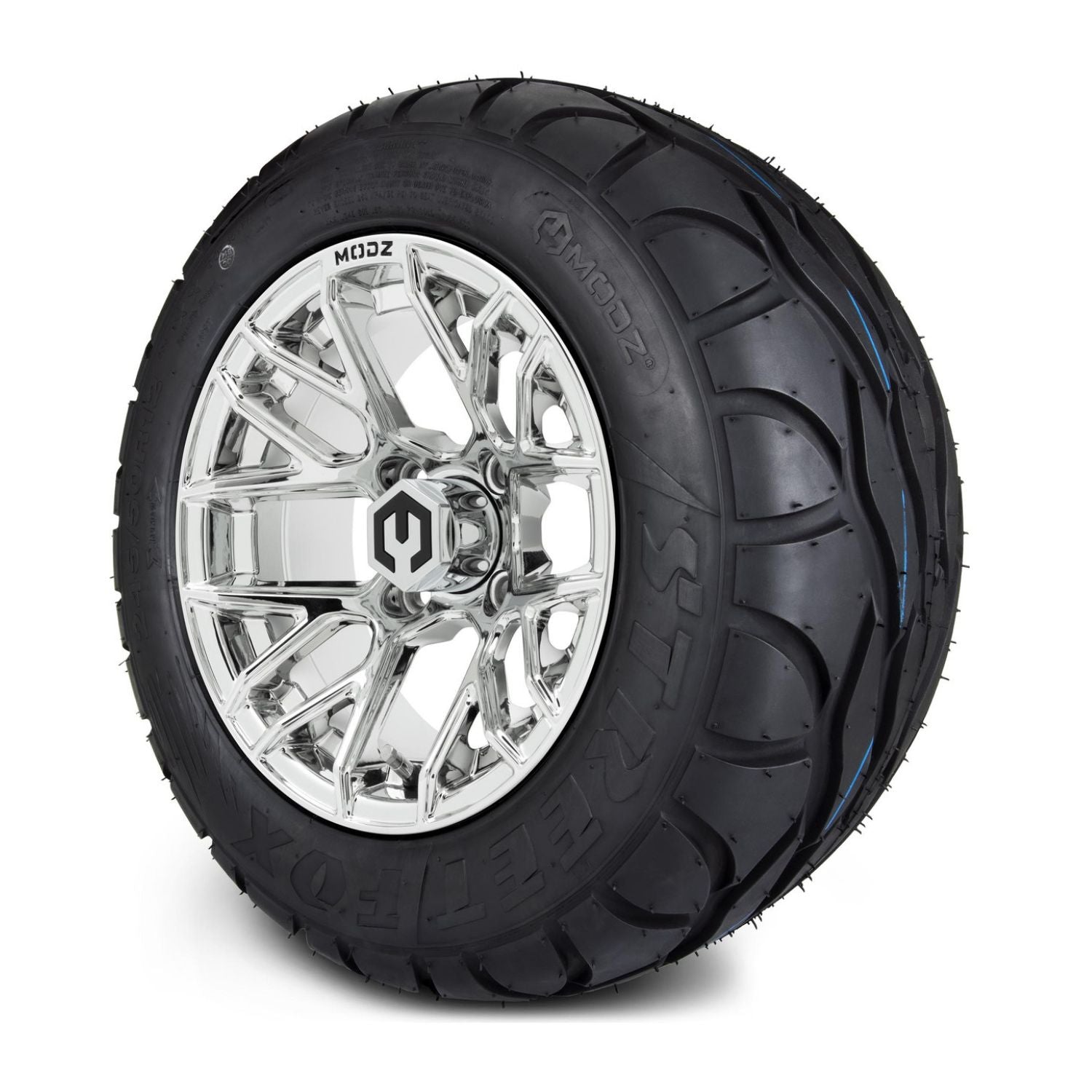MODZ® 12" Matrix Chrome Wheels & Street Tires Combo (MODZ Street Fox Radial 245/50-12)