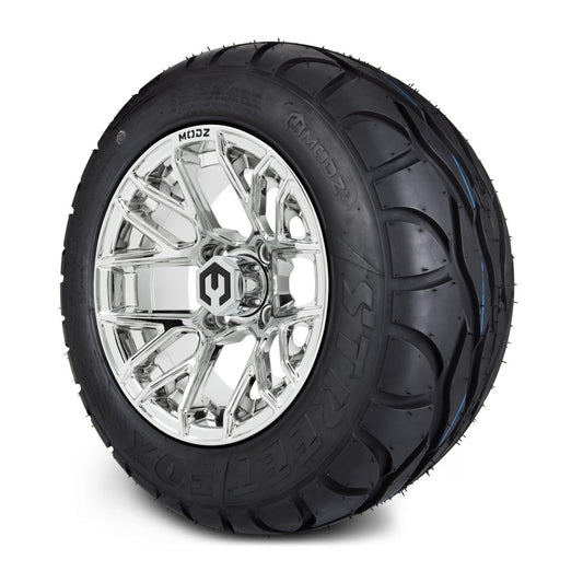 MODZ® 12" Matrix Chrome Wheels & Street Tires Combo (MODZ Street Fox Radial 245/50-12)