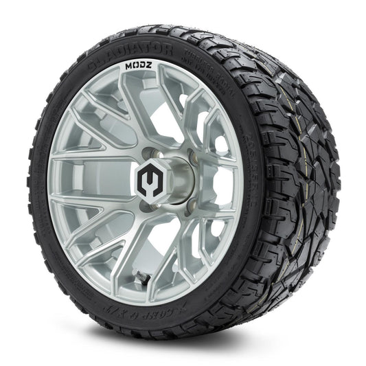 MODZ® 12" Matrix Silver Wheels & Off-Road Tires Combo (Xcomp Gladiator Radial 205/35R-12)