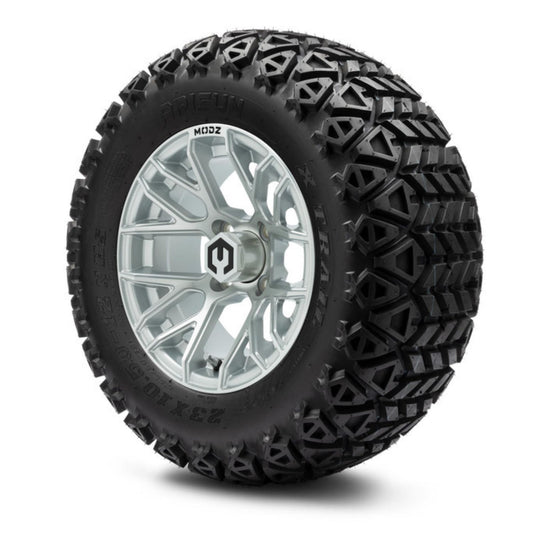 MODZ® 12" Matrix Silver Wheels & Off-Road Tires Combo (Arisun X-Trail All-Terrain 23x10.50-12)