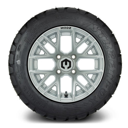 MODZ® 12" Matrix Silver Wheels & Street Tires Combo (MODZ Street Fox Radial 245/50-12)