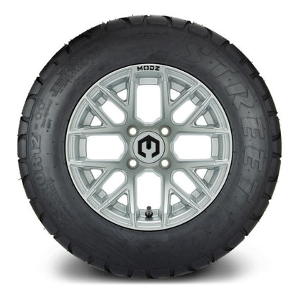 MODZ® 12" Matrix Silver Wheels & Street Tires Combo (MODZ Street Fox Radial 23x10-12)