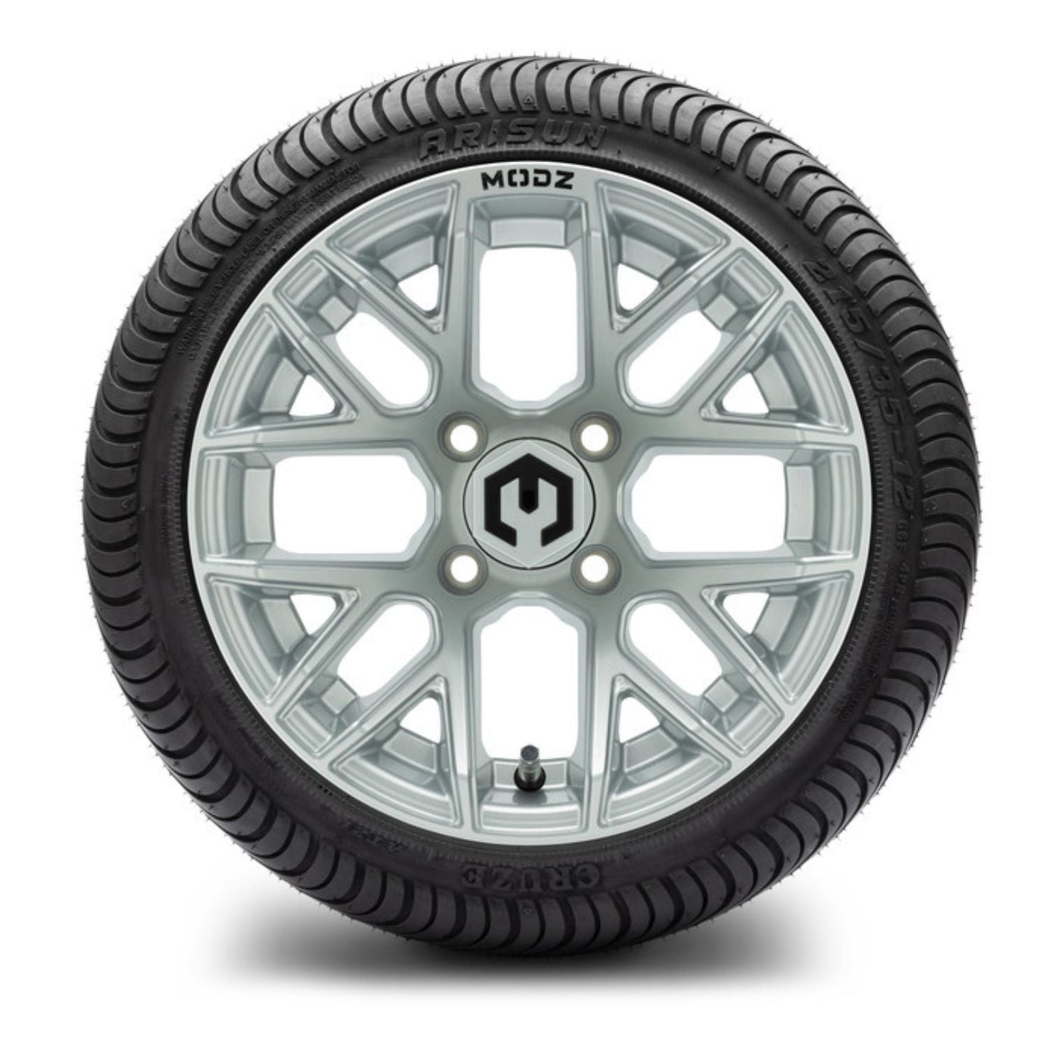 MODZ® 12" Matrix Silver Wheels & Street Tires Combo (Arisun Cruze 215/35-12)