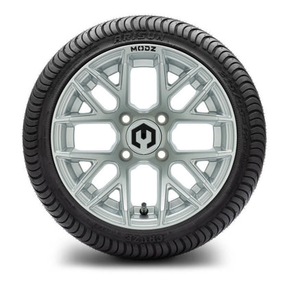MODZ® 12" Matrix Silver Wheels & Street Tires Combo (Arisun Cruze 215/35-12)