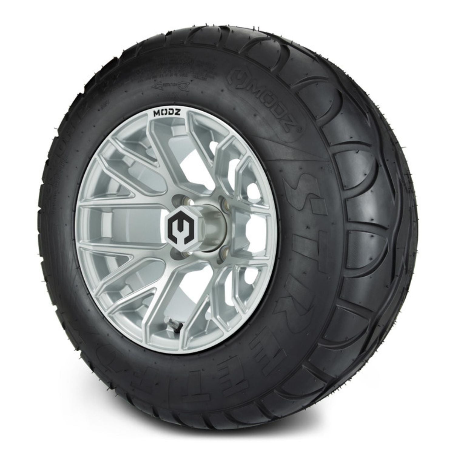 MODZ® 12" Matrix Silver Wheels & Street Tires Combo (MODZ Street Fox Radial 23x10-12)