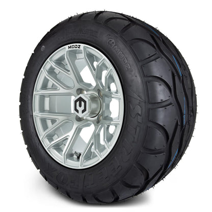 MODZ® 12" Matrix Silver Wheels & Street Tires Combo (MODZ Street Fox Radial 245/50-12)