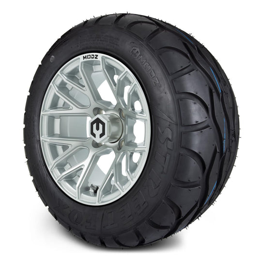 MODZ® 12" Matrix Silver Wheels & Street Tires Combo (MODZ Street Fox Radial 245/50-12)