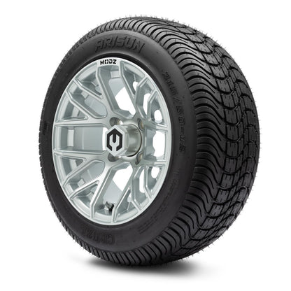 MODZ® 12" Matrix Silver Wheels & Street Tires Combo (Arisun Cruze 215/50-12)