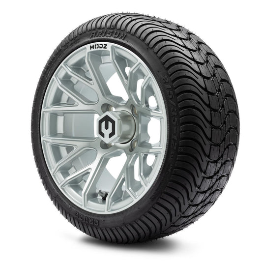 MODZ® 12" Matrix Silver Wheels & Street Tires Combo (Arisun Cruze 215/35-12)