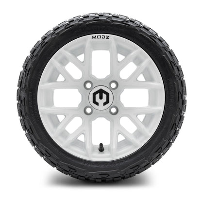 MODZ® 12" Matrix Glossy White Wheels & Off-Road Tires Combo (Xcomp Gladiator Radial 215/40R-12)