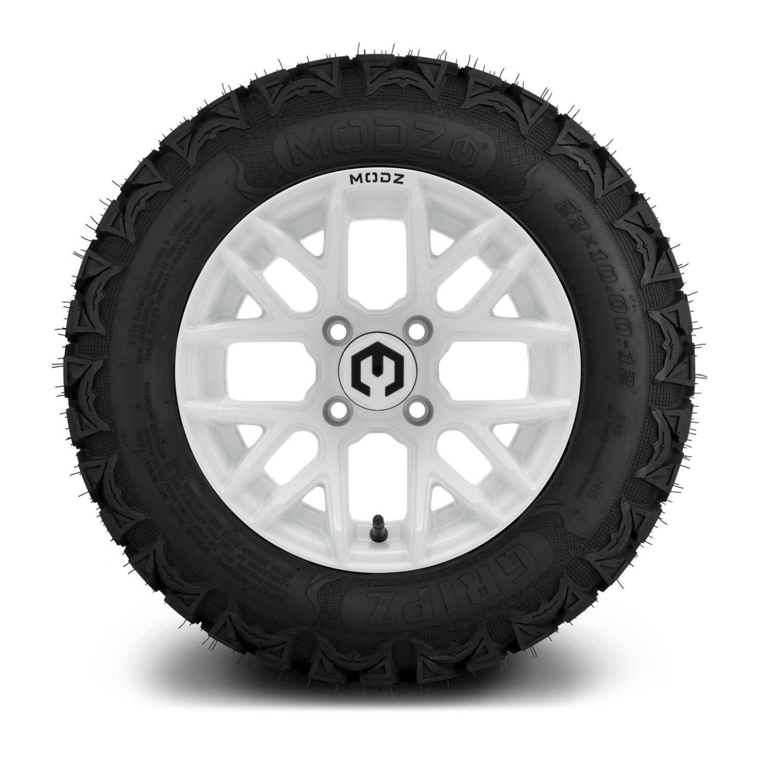 MODZ® 12" Matrix Glossy White Wheels & Off-Road Tires Combo (MODZ Gripz 22x10-12)
