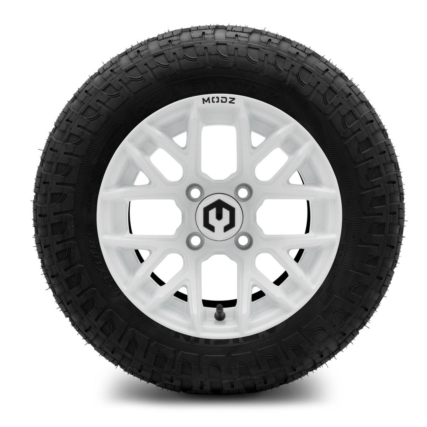 MODZ® 12" Matrix Glossy White Wheels & Off-Road Tires Combo (Arisun X-Armory Radial 23x10R-12)