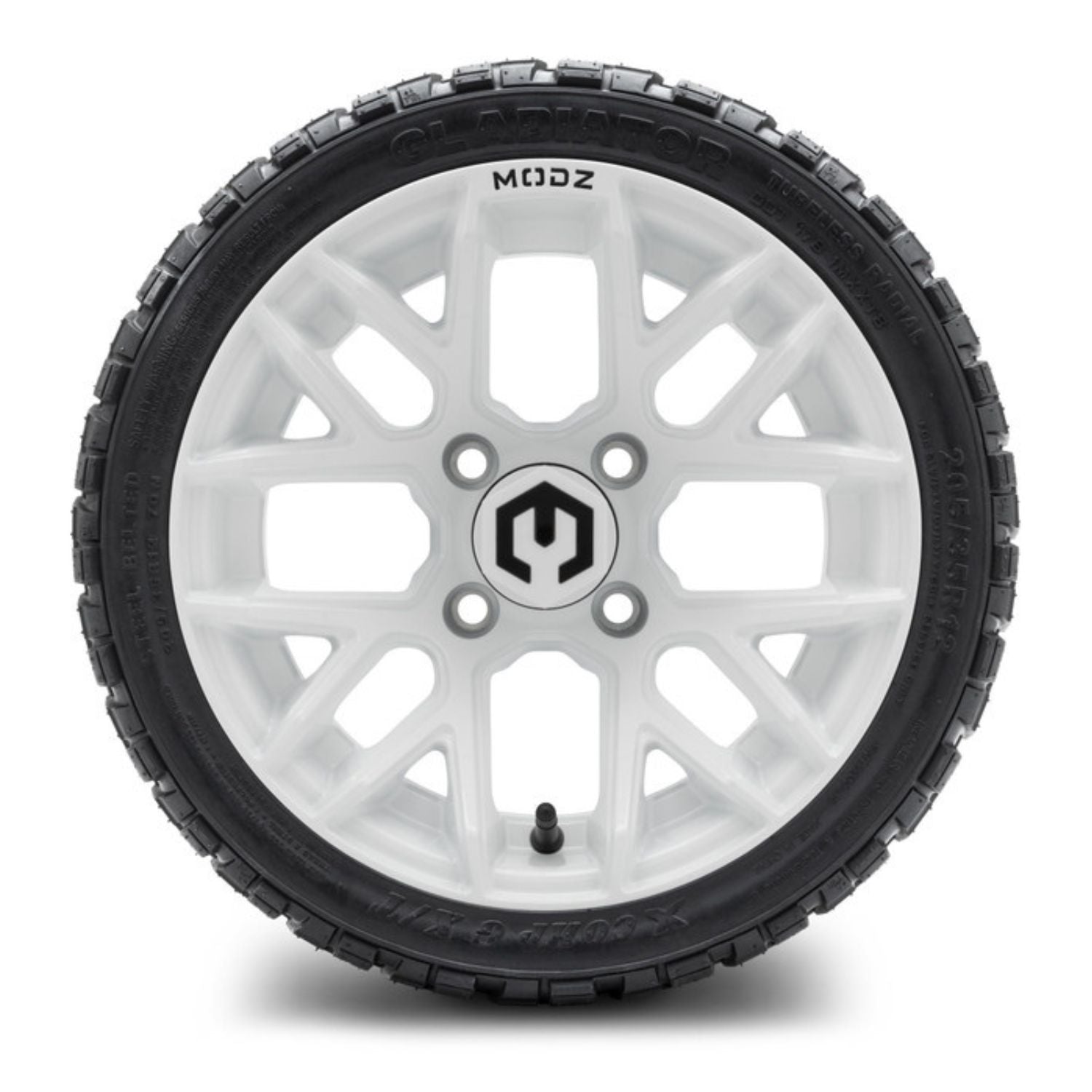MODZ® 12" Matrix Glossy White Wheels & Off-Road Tires Combo (Xcomp Gladiator Radial 205/35R-12)