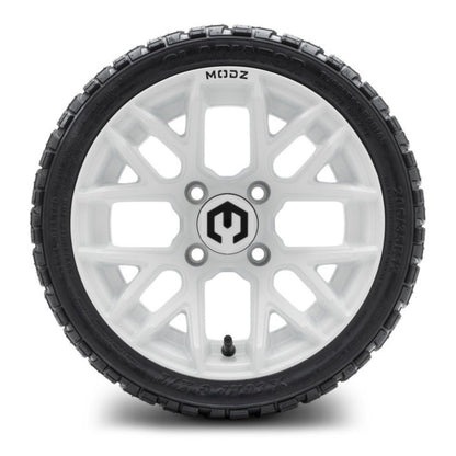 MODZ® 12" Matrix Glossy White Wheels & Off-Road Tires Combo (Xcomp Gladiator Radial 205/35R-12)