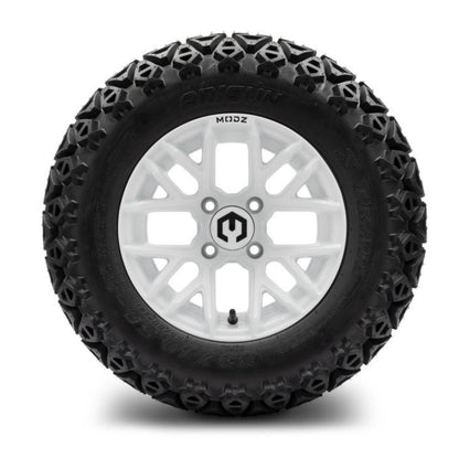 MODZ® 12" Matrix Glossy White Wheels & Off-Road Tires Combo (Arisun X-Trail All-Terrain 23x10.50-12)
