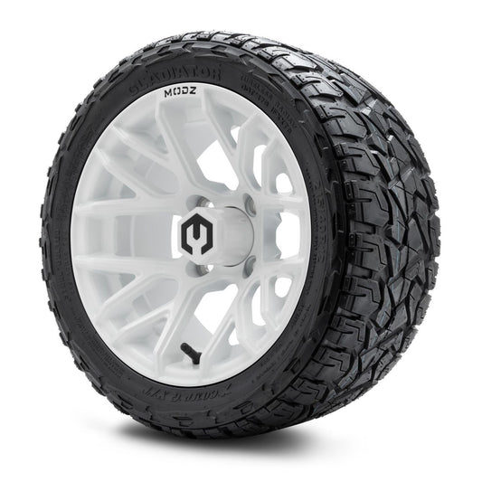 MODZ® 12" Matrix Glossy White Wheels & Off-Road Tires Combo (Xcomp Gladiator Radial 215/40R-12)