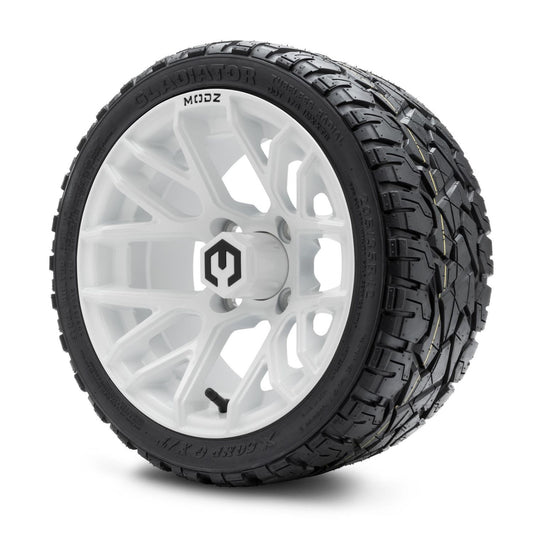 MODZ® 12" Matrix Glossy White Wheels & Off-Road Tires Combo (Xcomp Gladiator Radial 205/35R-12)