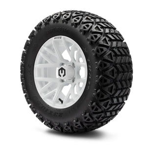 MODZ® 12" Matrix Glossy White Wheels & Off-Road Tires Combo (Arisun X-Trail All-Terrain 23x10.50-12)