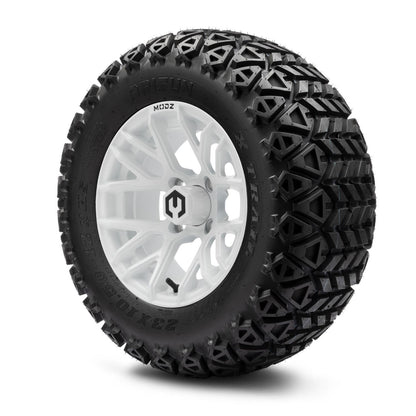MODZ® 12" Matrix Glossy White Wheels & Off-Road Tires Combo (Arisun X-Trail All-Terrain 23x10.50-12)