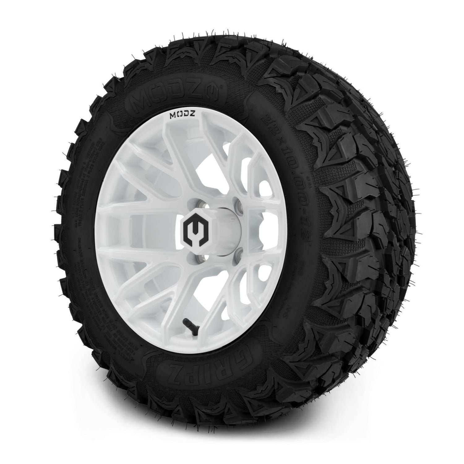 MODZ® 12" Matrix Glossy White Wheels & Off-Road Tires Combo (MODZ Gripz 22x10-12)