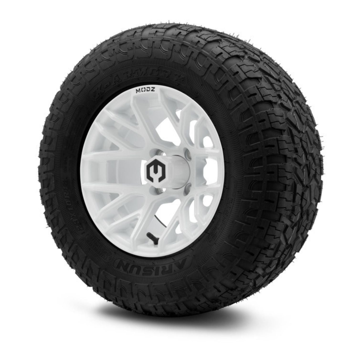 MODZ® 12" Matrix Glossy White Wheels & Off-Road Tires Combo (Arisun X-Armory Radial 23x10R-12)