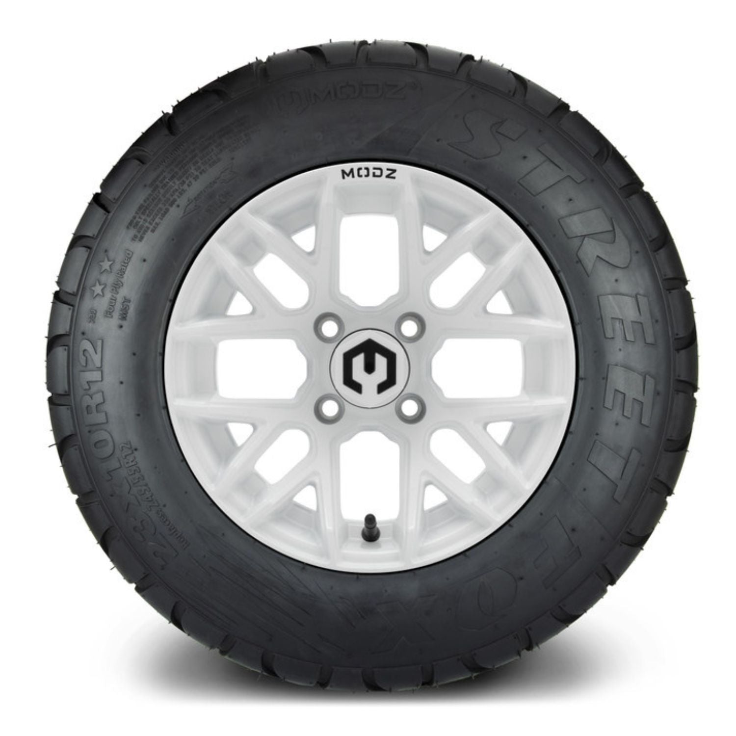 MODZ® 12" Matrix Glossy White Wheels & Street Tires Combo (MODZ Street Fox Radial 23x10-12)