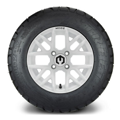 MODZ® 12" Matrix Glossy White Wheels & Street Tires Combo (MODZ Street Fox Radial 23x10-12)