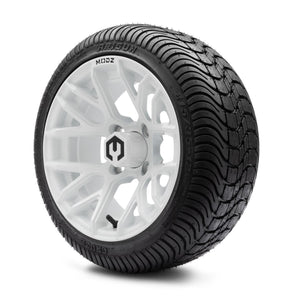 MODZ® 12" Matrix Glossy White Wheels & Street Tires Combo (Arisun Cruze 215/35-12)