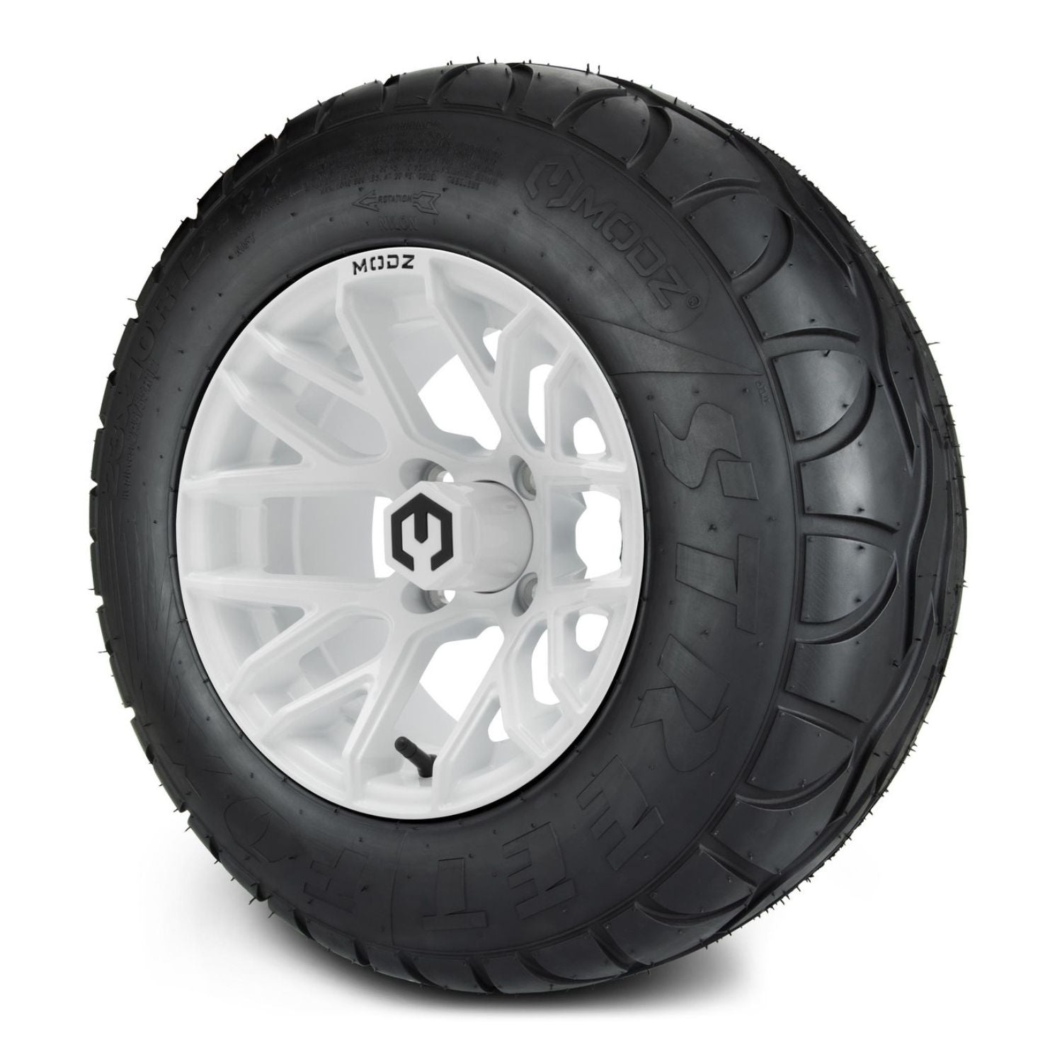 MODZ® 12" Matrix Glossy White Wheels & Street Tires Combo (MODZ Street Fox Radial 23x10-12)