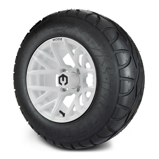 MODZ® 12" Matrix Glossy White Wheels & Street Tires Combo (MODZ Street Fox Radial 23x10-12)