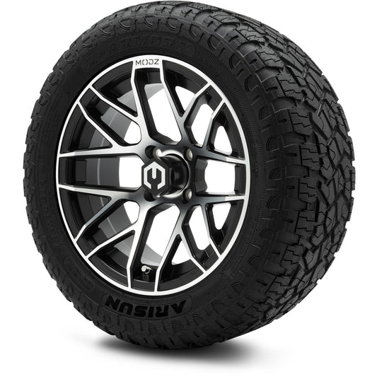 MODZ® 14" Matrix Machined Black Wheels & Off-Road Tires Combo (Arisun X-Armory All-Terrain 23x10-14 Radial)