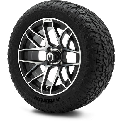 MODZ® 14" Matrix Machined Black Wheels & Off-Road Tires Combo (Arisun X-Trail All-Terrain 23x10-14)