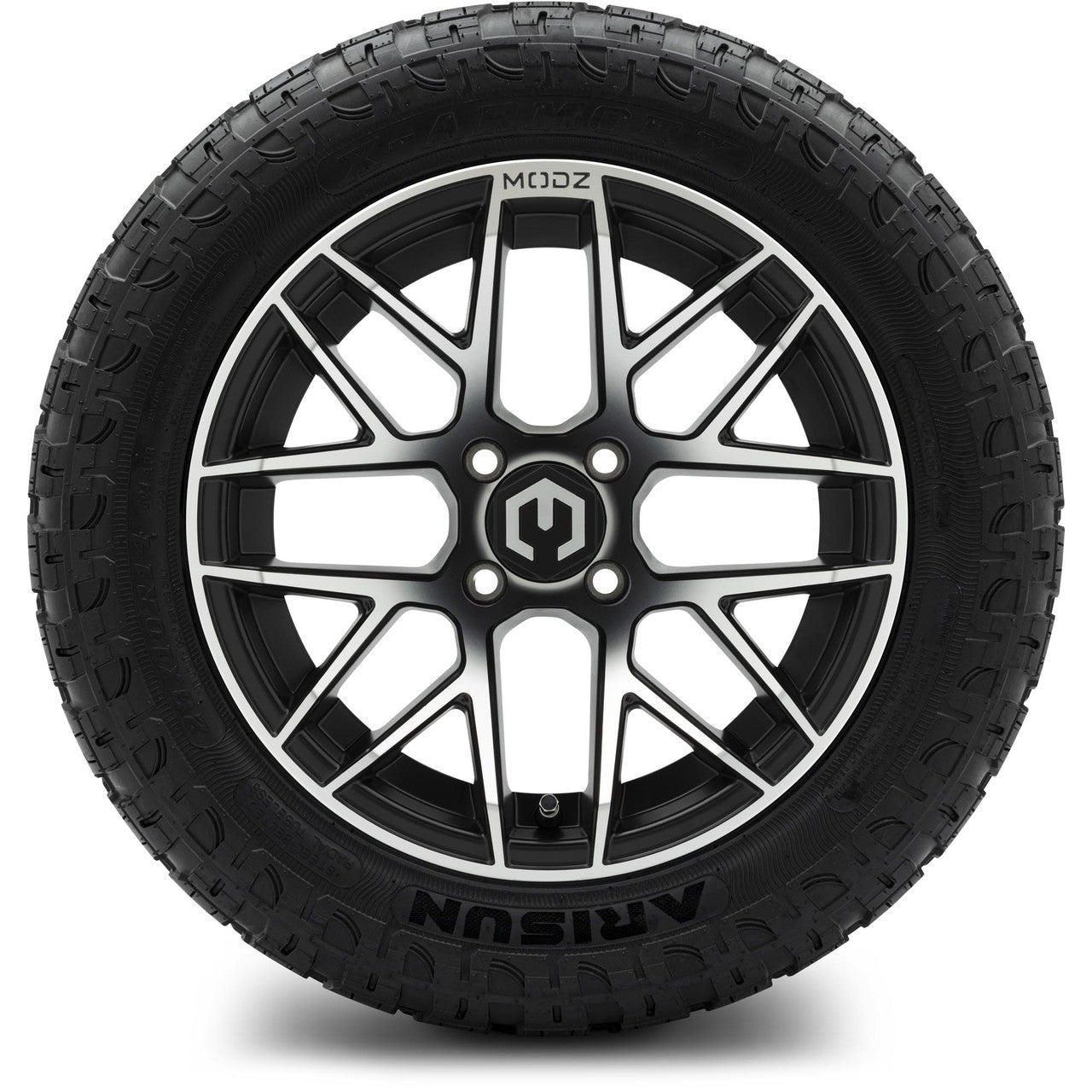 MODZ® 14" Matrix Machined Black Wheels & Off-Road Tires Combo (Arisun X-Trail All-Terrain 23x10-14)