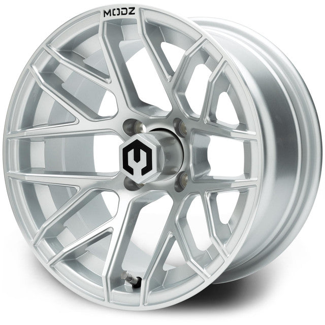 MODZ® 14" Matrix Silver Wheels & Street Tires Combo (Arisun Cruze 205/30-14)
