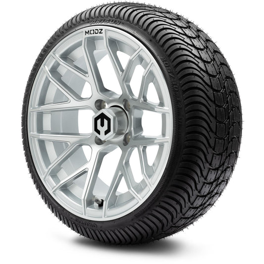 MODZ® 14" Matrix Silver Wheels & Street Tires Combo (Arisun Cruze 205/30-14)